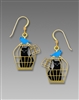 Sienna Sky Earrings - Cat in Cage with Bluebird