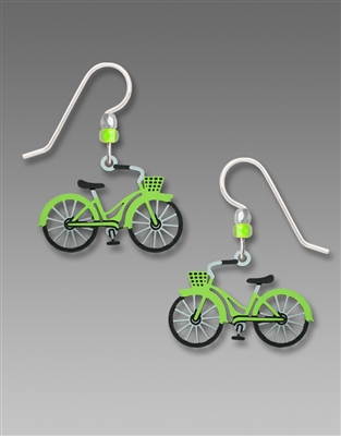 Seinna Sky Earrings-Small Lime Green Bicycle