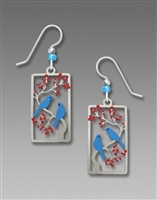 Sienna Sky Earrings-Bluebirds in a Silver Tone Panel