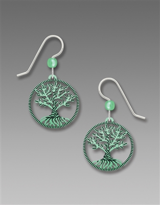 Sienna Sky Earring-Green Tree of Life Disc