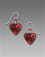 Sienna Sky Earrings -Red Heart with Black Music Symbols
