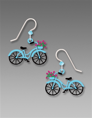 Sienna Sky Earrings -Bicycle-Bike with Flowers in Basket
