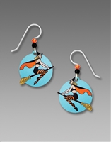 Sienna Sky Earrings - Vintage Witch on Broomstick