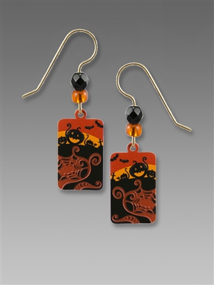 Sienna Sky Earrings - Black & Orange Halloween Scene