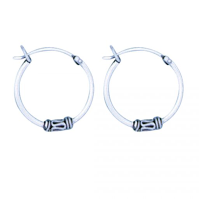 Sterling Silver Bali Hoop Earrings- Small
