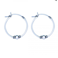 Sterling Silver Bali Hoop Earrings- Medium