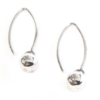 Sterling Silver Dangle Earrings- Bead on Long Wire