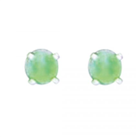 Sterling Silver Post Earrings- Lab Created Opal - Green