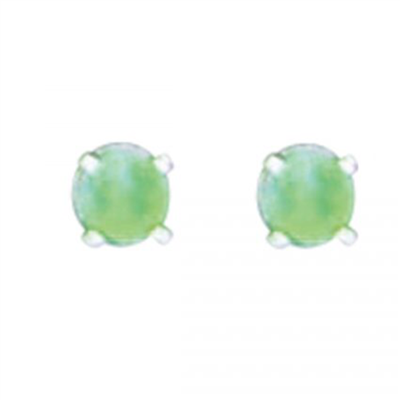 Sterling Silver Post Earrings- Lab Created Opal - Green