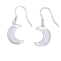 Sterling Silver Dangle Earrings- Lab Created Opal -White