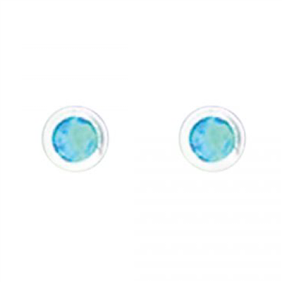 Sterling Silver Post Earrings- Lab Created Opal -Blue