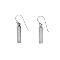 Sterling Silver Dangle Earrings- Lab Created Opal - White