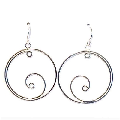 Sterling Silver Dangle Earrings- Swirl in Circle