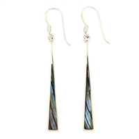 Sterling Silver Dangle Earrings- Abalone-Elongated Triangle