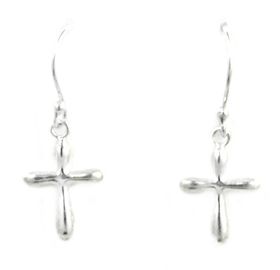 Sterling Silver Dangle Earrings- Cross