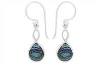 Sterling Silver Dangle Earrings- Abalone- Infinity