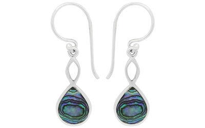 Sterling Silver Dangle Earrings- Abalone- Infinity