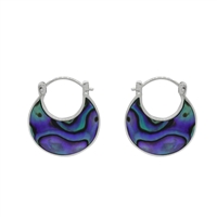 Sterling Silver Dangle Earrings- Abalone-Click Top Hoop