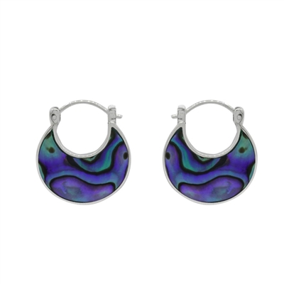Sterling Silver Dangle Earrings- Abalone-Click Top Hoop