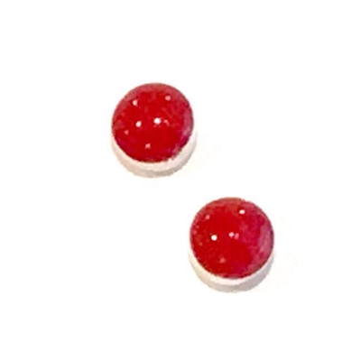 Sterling Silver Post Earrings- Red Coral