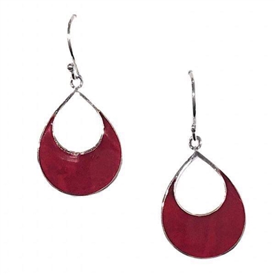 Sterling Silver Dangle Earrings- Red Coral