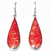 Sterling Silver Dangle Earrings- Red Coral