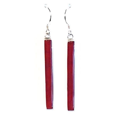 Sterling Silver Dangle Earrings- Red Coral