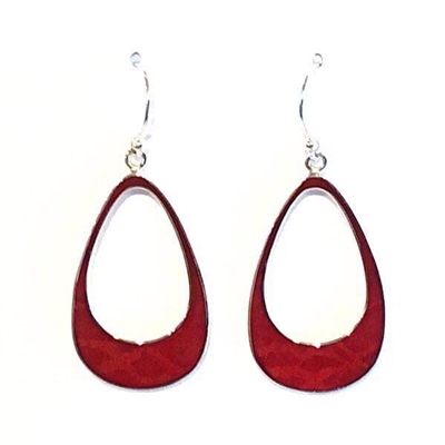 Sterling Silver Dangle Earrings- Red Coral