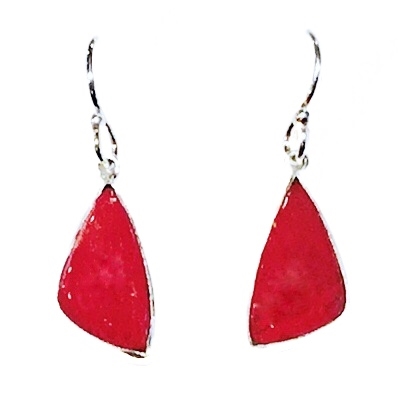 Sterling Silver Dangle Earrings- Red Coral