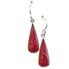 Sterling Silver Dangle Earrings- Red Coral