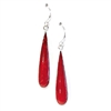 Sterling Silver Dangle Earrings- Red Coral