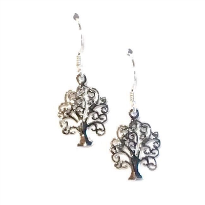 Sterling Silver Dangle Earrings- Curly Tree of Life