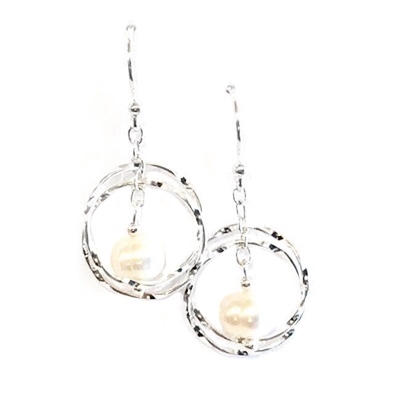 Sterling Silver Dangle Earrings- Freshwater Pearl