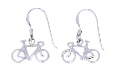 Sterling Silver Dangle Earrings- Bicycle