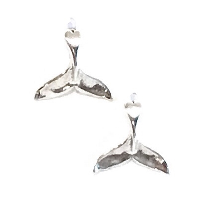 Sterling Silver Post Earrings- Whale Tail