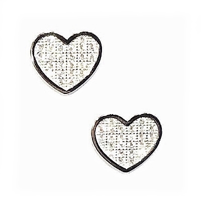 Sterling Silver Post Earrings- Micro Pave CZ Small Heart