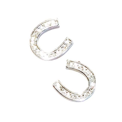 Sterling Silver Post Earrings- Cubic Zirconia Horse Shoe
