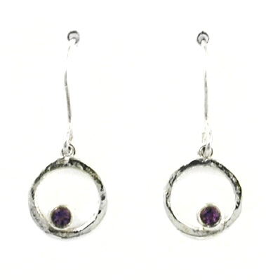 Sterling Silver Dangle Earrings- Amethyst