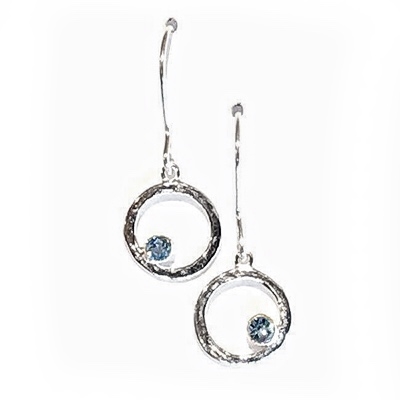 Sterling Silver Dangle Earrings- Blue Topaz