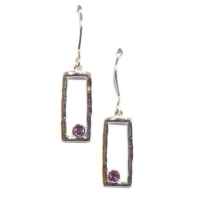 Sterling Silver Dangle Earrings- Amethyst