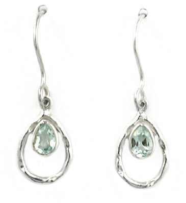 Sterling Silver Dangle Earrings- Blue Topaz