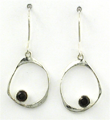 Sterling Silver Dangle Earrings- Garnet