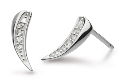 Sterling Silver Cubic Zirconia "Twine Thorn" Mini Stud Earrings