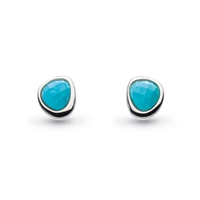 Sterling Silver Post Earrings-"Pebble" Faceted Turquoise