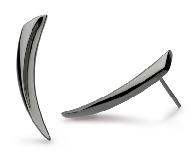 Ruthenium Plated Sterling Silver "Thorn" Stud Earrings