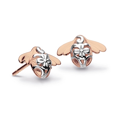 Rose Gold Filled Blossom Bumblebee Stud Earrings