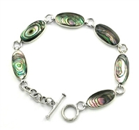 Sterling Silver Link Bracelet- Abalone