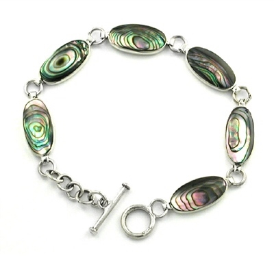 Sterling Silver Link Bracelet- Abalone