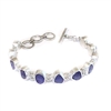 Sterling Silver Link Bracelet- Rough Cut Tanzanite