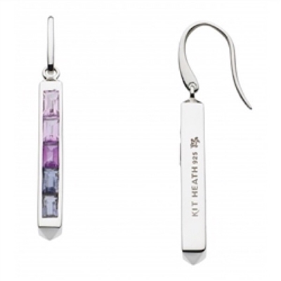 Sterling Silver Stick Earrings- "Manhattan" Amethyst & Iolite Ombre